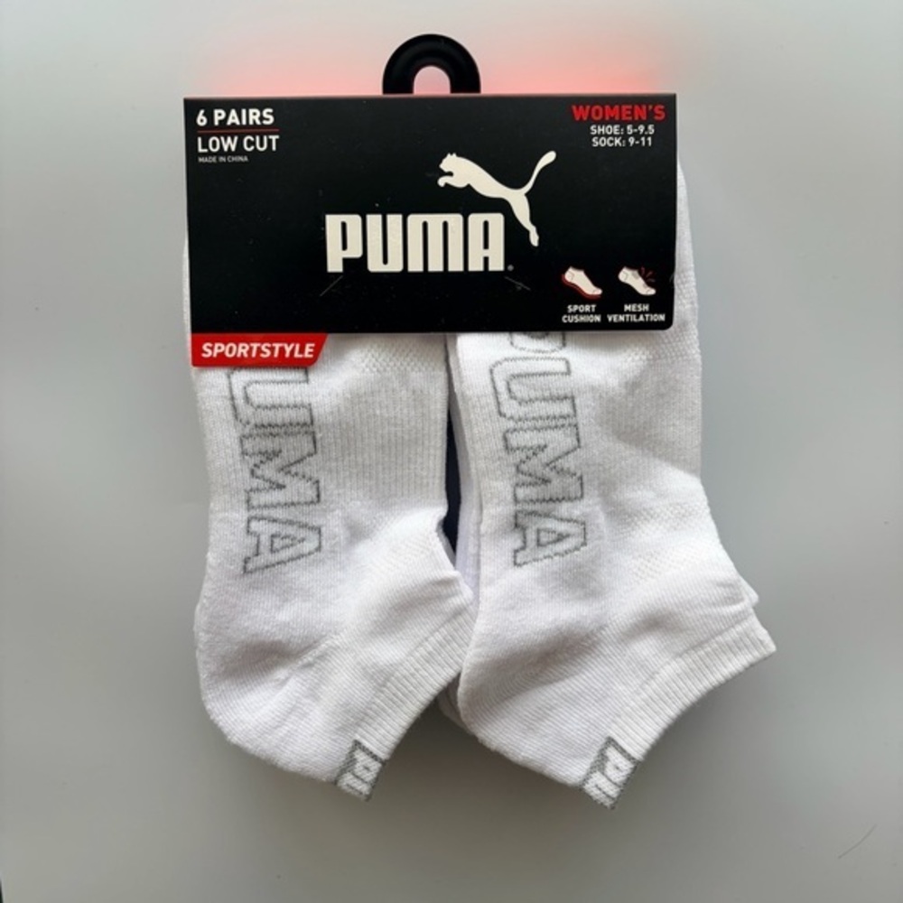 Puma women’s low cut socks 6 pack size 5-9.5 white gray